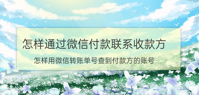 怎样通过微信付款联系收款方 怎样用微信转账单号查到付款方的账号？